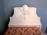 Two antique mahogany twin beds, partially painted
