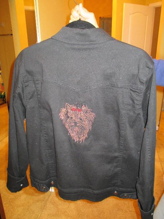 Jacket with Yorkie on back and paw print on front