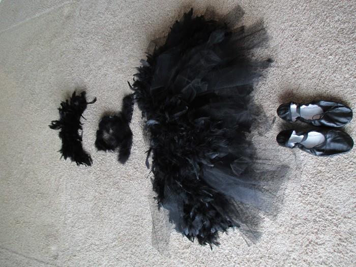 Picture yourself in a feather covered tutu, etc. and going to a costume party as a black swan.  Fun outfit!