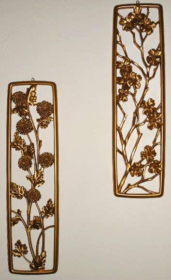 Set of 4 Vintage HOLLYWOOD REGENCY Syroco Wood Gold Gilt Wall Hanging Plaques 