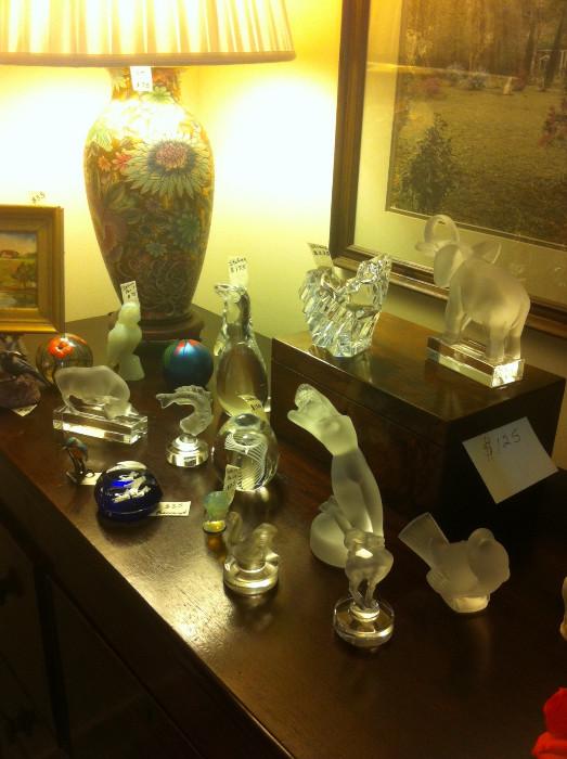 Lalique, Baccarat, and Steuben glass