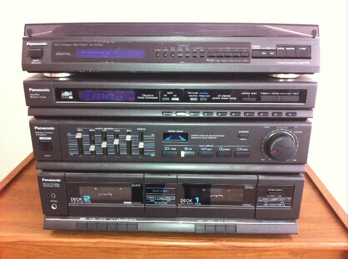 Panasonic CD/cassette/radio with speakers.