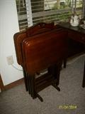 5pcs. wood TV trays and stand