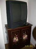 painted cabinet and TV