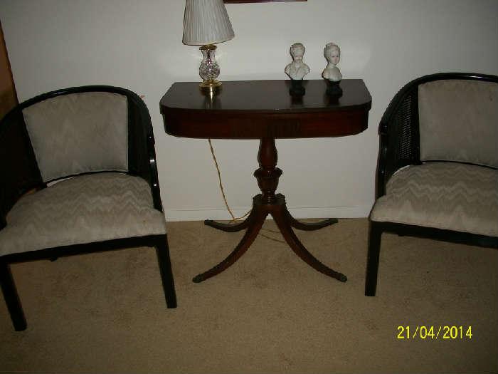 pair of chairs and game table