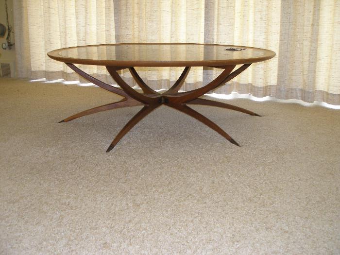 Danish Modern 60's coffee table Slate inset Walnut surround base folds