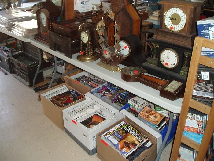 clocks, woodworking magazines