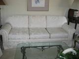 White-on-White Brocade Sofa