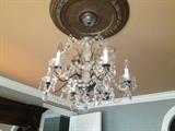 Schonebeck crystal chandelier with hand painted medallion. Other items available to match