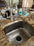 Hammered specialty sink for bar or island with nickel bar faucet