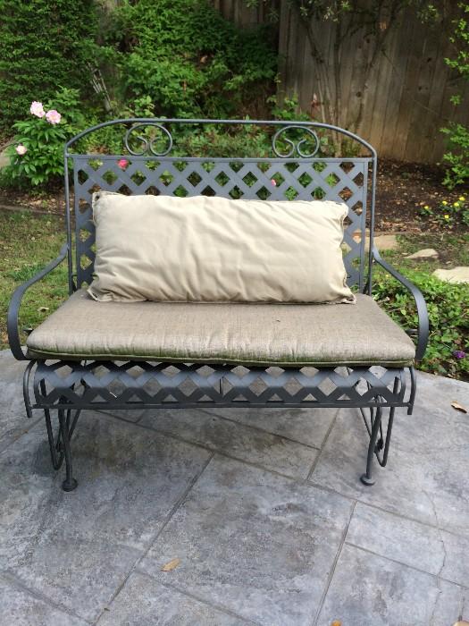 garden bench with cushions