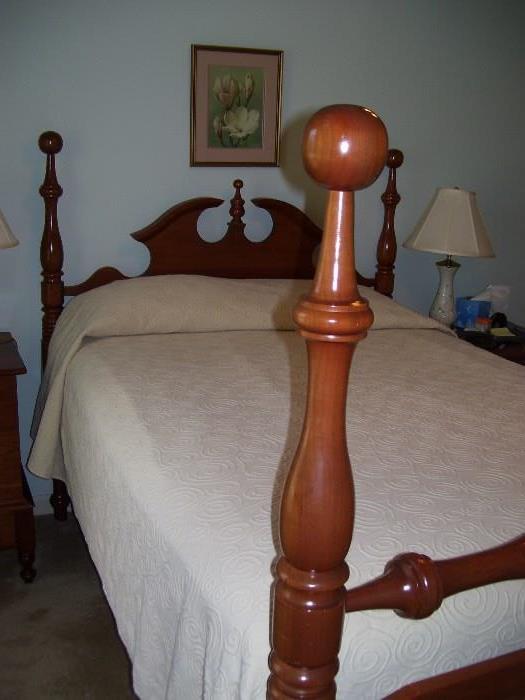 Cherry wood cannon ball full size bed