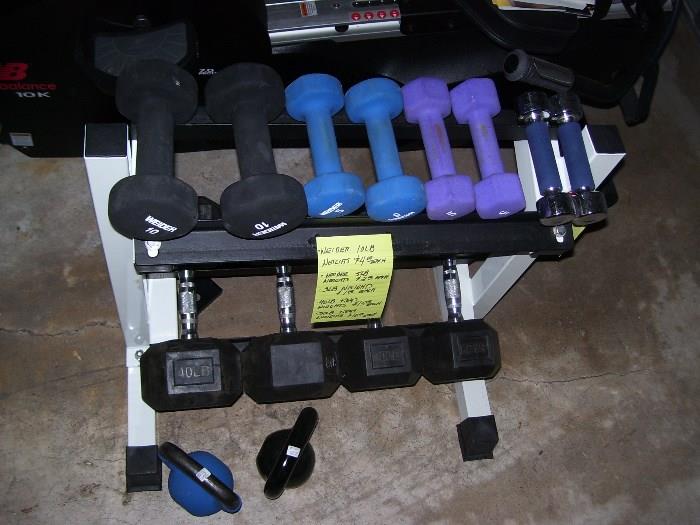Weight rack and weights