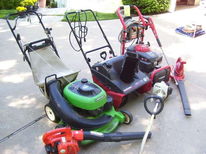 Lawn mower, snow thrower, power washer, weed trimmer, blower