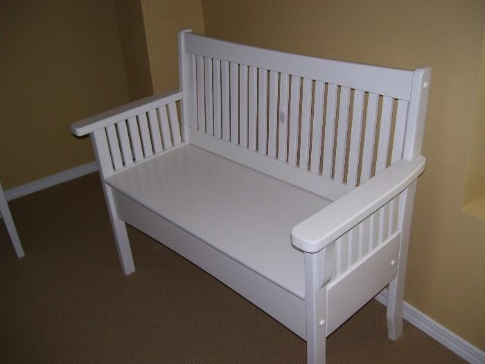 White bench with storage seat