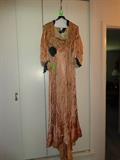 Silk Victorian-style gown with velvet, lace and beading