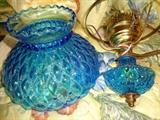Vintage blue glass wall lamp