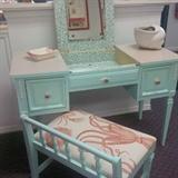 Vintage Robin Egg Blue Vanity & Chair