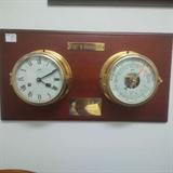 Schatz Marine Striking Clock and Barometer Mahogany Mount