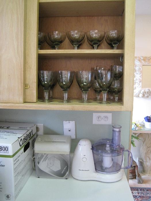 Matched set of vintage green stemware, three different sizes 30 pieces.