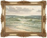Lot# 1010 Constantin Alexandrovitch Westchiloff (1877-1945 Russian ) Crashing waves, oil on canvas, 24'' H x 32'' W, est: $5000/7000