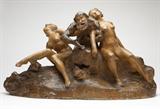 Lot# 1019 Alexandre Descatoire (1874 - 1949 French)
 Print 
 
 Email
  
''Faun with Nymphs'', circa 1900, signed ''A. Descatoire'' and numbered ''1'', patinated terracotta, modeled with an integral naturalistic base, 19.5'' H x 33.5'' W x 11.5'' D, est: $2000/3000