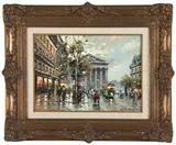 Lot# 1029 Antoine Blanchard (1910-1988 French)
  
''La Madeleine'', Paris street scene with L'eglise de la Madeleine, oil on canvas, 13'' H x 18'' W, est: $3000/5000