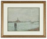 Lot# 1054 Maurice Bompard (1857-1936 French)
  
Venice canal scene, oil on canvas laid to board under glass, sight size: 11'' H x 15.25'' W, est: $500/700