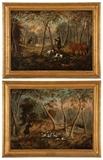 Lot# 1067 William Jones (1798-1860 British)
 
Two works: pheasant and rabbit hunting scenes, oil on canvas laid to canvas, each:18'' H x 24'' W, est: $2500/3500