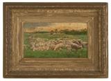 Lot# 1069 Isidor Grunfeld (1850-1890 German)
 
Flock of sheep, oil on panel, 9.75'' H x 17.5'' W, est: $1000/2000