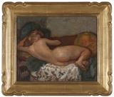 Lot# 1127 George Capon (1890-1980 French)
 
Reclining nude, oil on canvas, 13'' H x 16.25'' W, est: $1000/1500