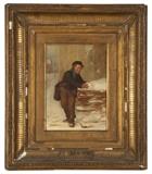 Lot# 1143 John George Brown (1831-1913 Brooklyn, NY)
 
Boy holding a snowball, oil on canvas laid to board, 7.25'' H x 5.5'' W, est: $2000/3000