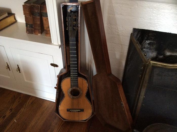 Antique Aubry Fils Guitar with wooden case