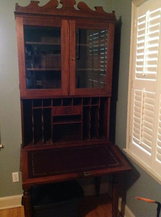 antique walnut desk and campaign chest