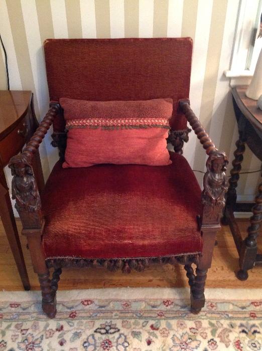 antique chair with barley twist legs