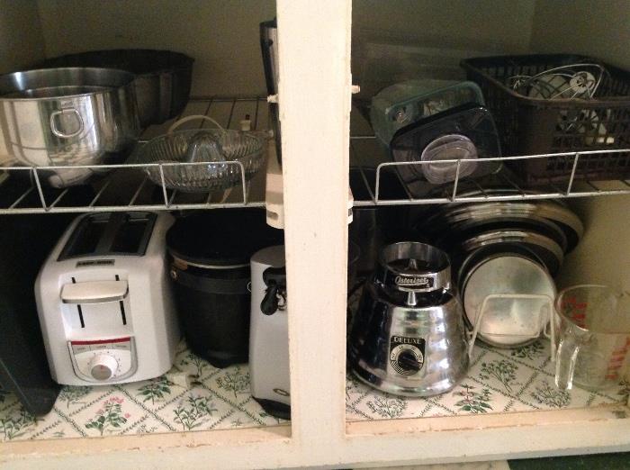 kitchen appliances and serving pieces