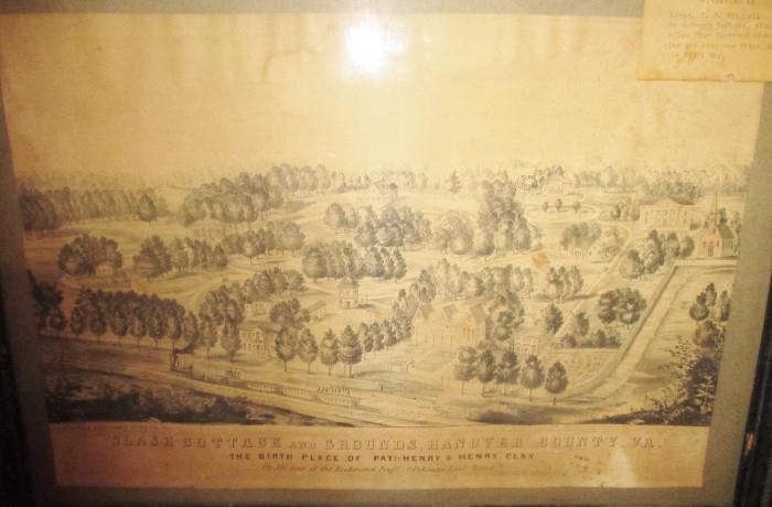 Extremely Rare Lithograph of Slash Cottage c. 1854 by Dunnavant & Ritchie, Richmond, Va.