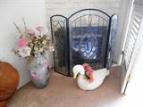 Stained glass fireplace screen - Belleek Vase