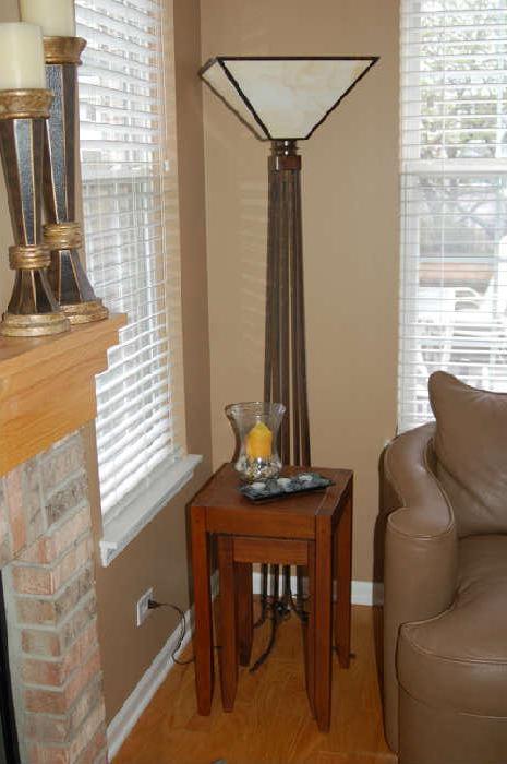Mission floor lamp, stacking end tables