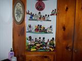 OLD BLACK MEMORABILIA, 13 SETS OF SALT & PEPPERS, MATCH HOLDERS, STRING HOLDER, WALL PLAQUES, LINENS