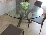 glass & metal base dining table