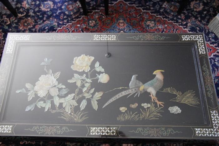 amazing coffee table with mother-of-pearl inlay and precious stones
