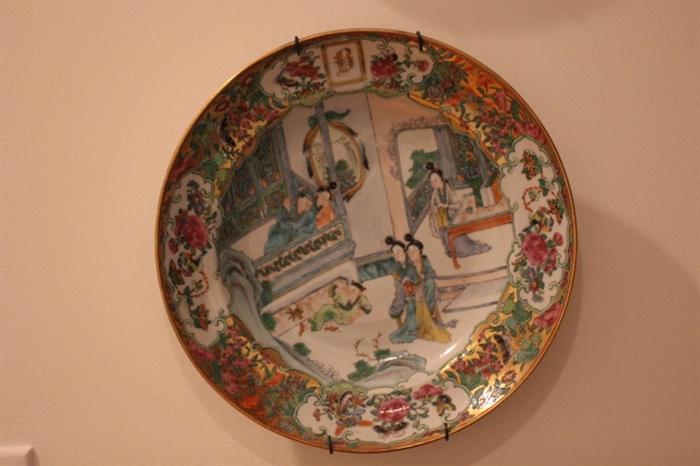 Chinese Export fine painted plate (one of two)