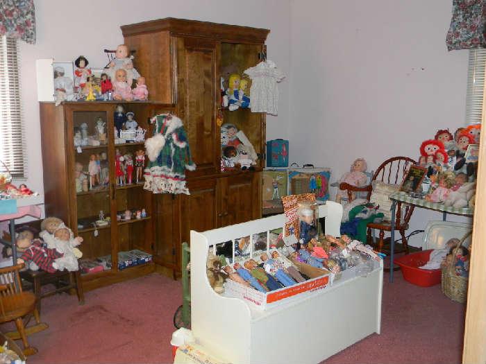 Doll Room, Vintage to Modern, Barbie, Thumbelina, Ragedy Ann, Madeline, Cabbage Patch, Madame Alexander,Vogue, and more...