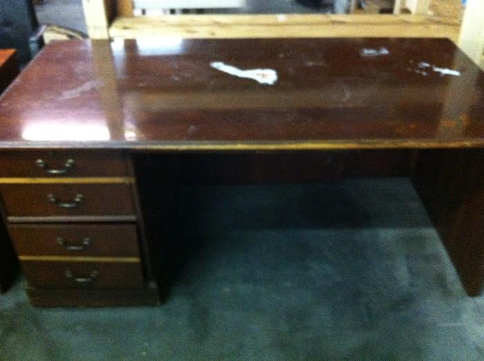 Large Wooden Desk with 4 drawers and decorative handles, Plenty of leg room!
