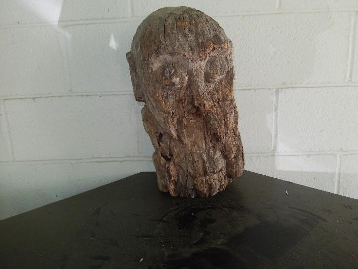 Carved Wood Head attributed to "The Walker Brothers" 1940's Ocean Springs