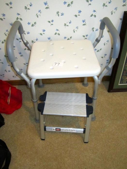 Shower chair and footstool