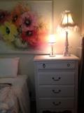 white chest of drawers and girlie lamps!!!