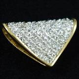 Sterling Silver with Gold Overlay Rhinestone studded Pendant Necklace Slide. Marked 925.
Condition: Very Good
Shipping: Yes
Size: 1.25"