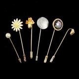 Lot of 7 Assorted Stick Pins. Marked Kirk, Crown Trifari, Avon, Plus some unmarked .Flowers. Star.
Condition: Very Good
Shipping: Yes
Size: 2"-2.5"